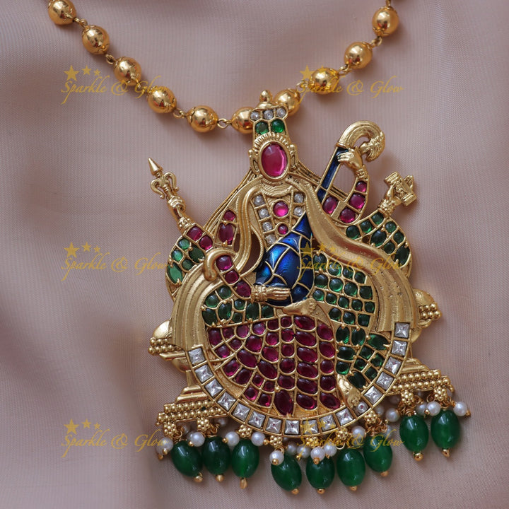 Radiant Gold Saraswati Pendant Necklace for Any Occasion