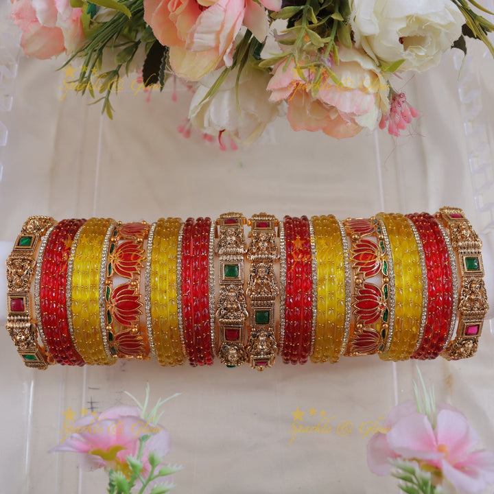 Exquisite Lakshmi Lotus Bangles for Bridal Elegance- Two hand