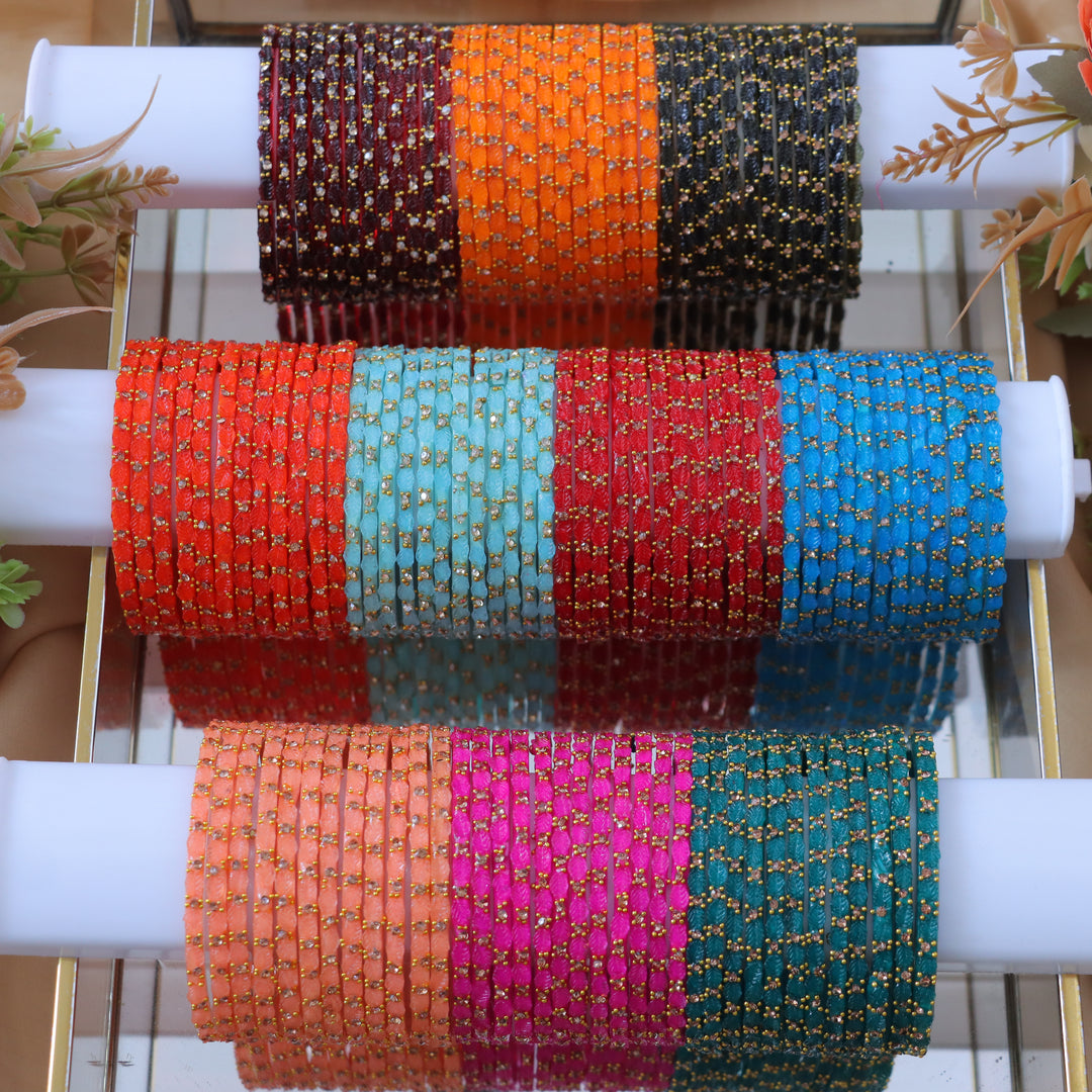 Exquisite Leaf Design Bangles for Festive Glam - New Arrival