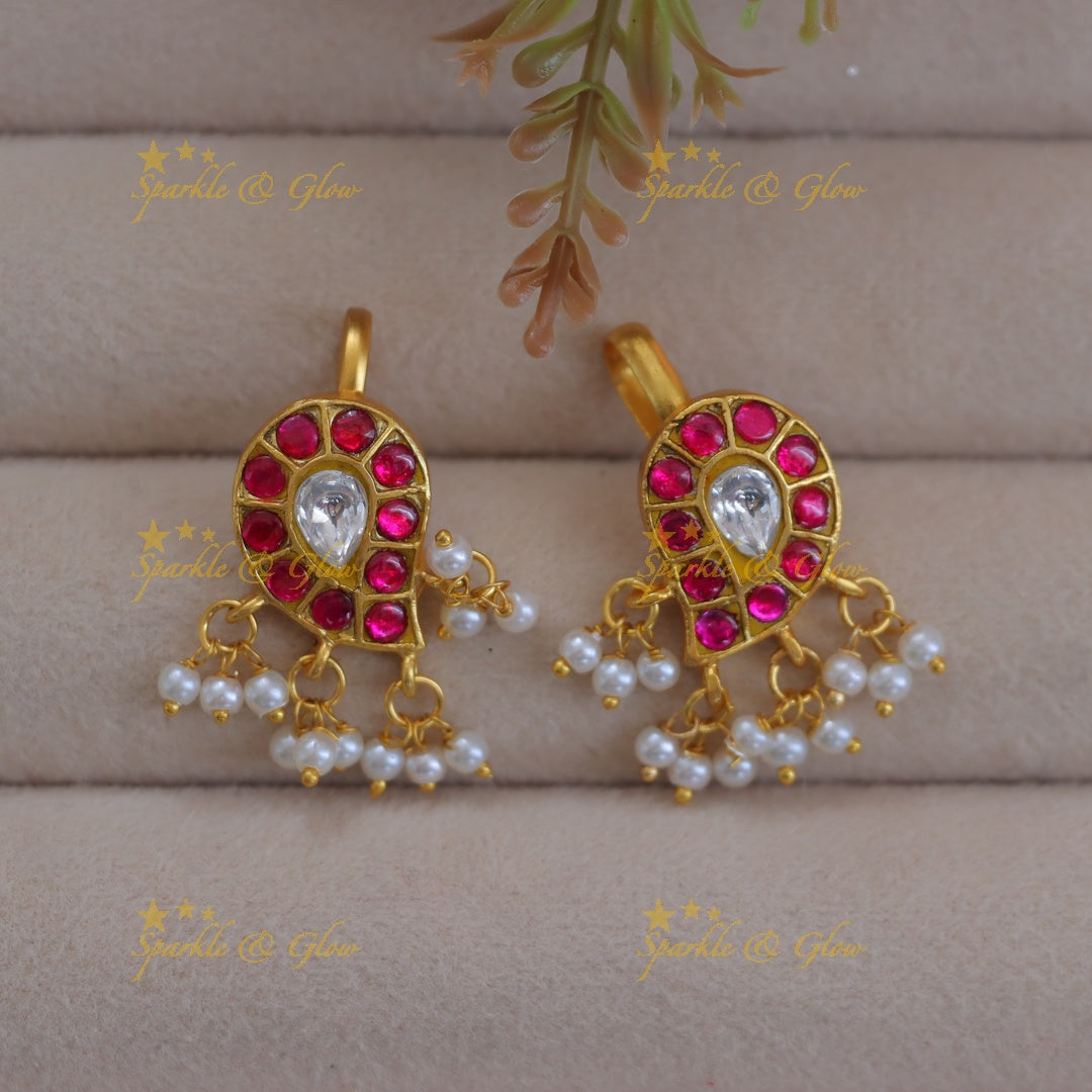 Mango Bugadi Earrings with Pearl and Gold Finish