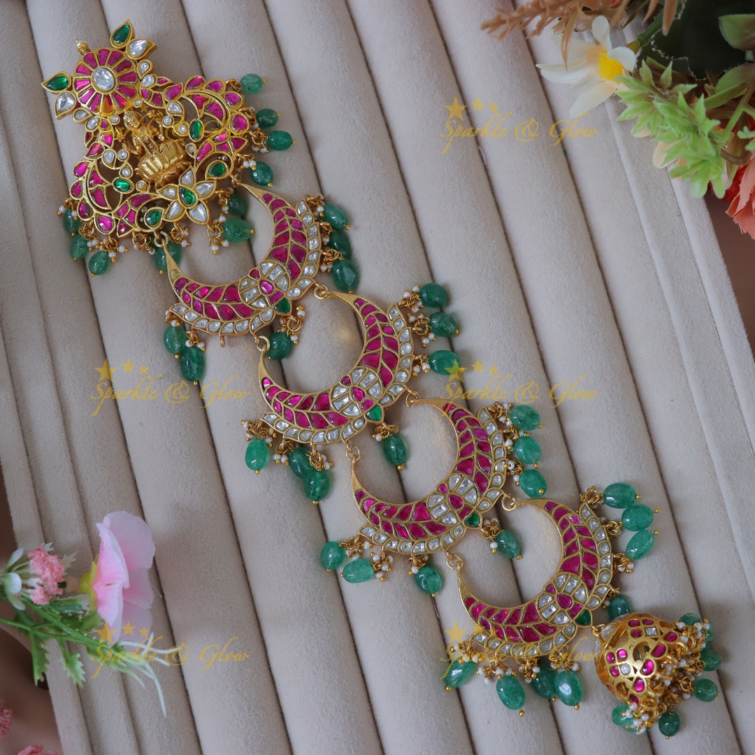 Radiant Half Moon Lakshmi Jadau Hair Ornament
