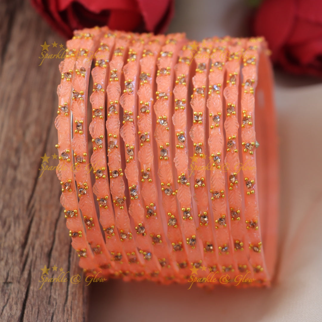 Elegant Green Leaf Design Bangle for Festive Occasions