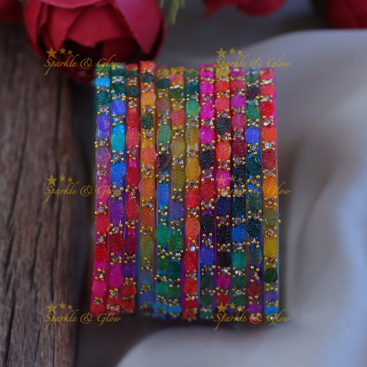 Elegant Green Leaf Design Bangle for Festive Occasions