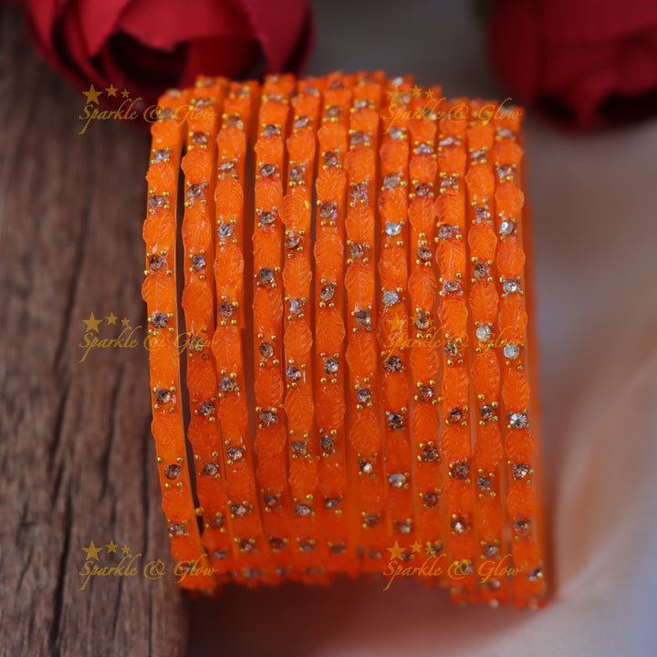 Elegant Green Leaf Design Bangle for Festive Occasions