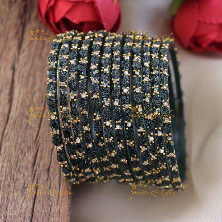 Elegant Green Leaf Design Bangle for Festive Occasions