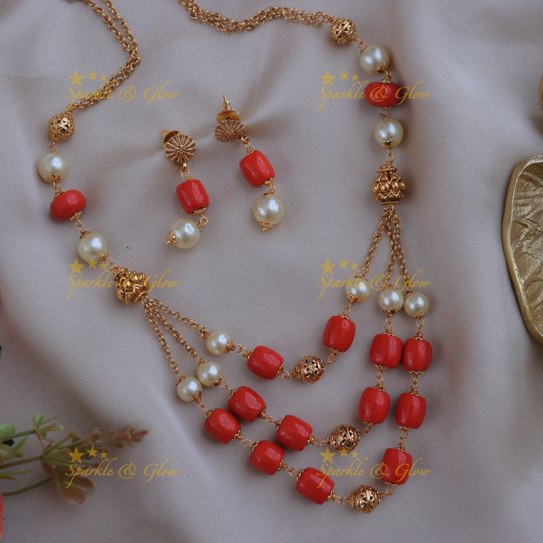 Exquisite Coral Pearl Necklace | Premium Imitation Jewelry