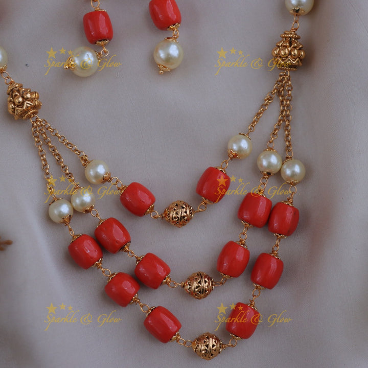 Exquisite Coral Pearl Necklace | Premium Imitation Jewelry