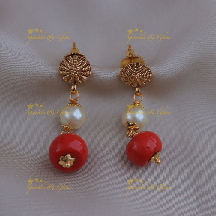 Stunning Coral & Pearl Wedding Necklace Set