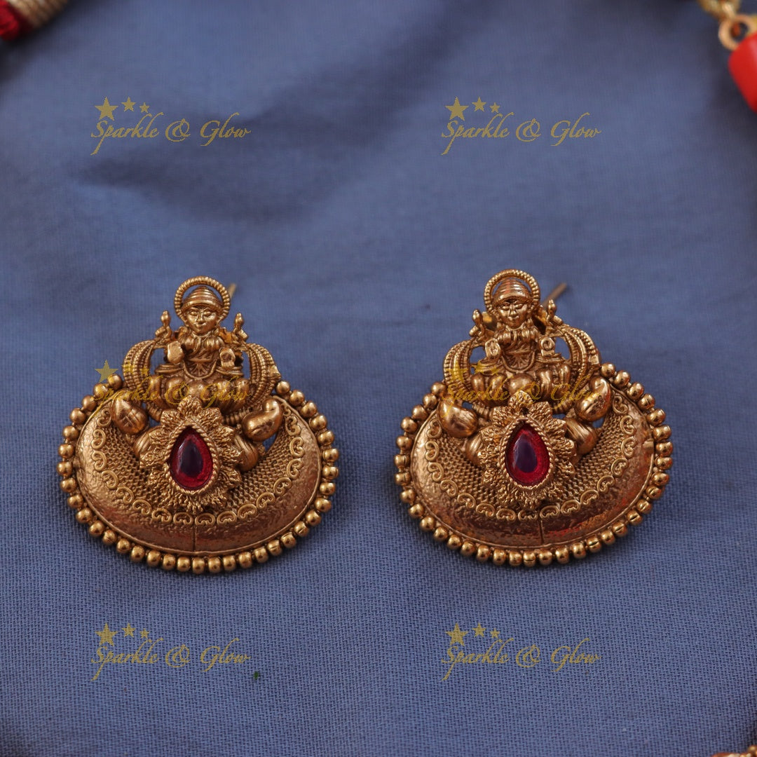 Exquisite Lakshmi Gold Bead Necklace Set