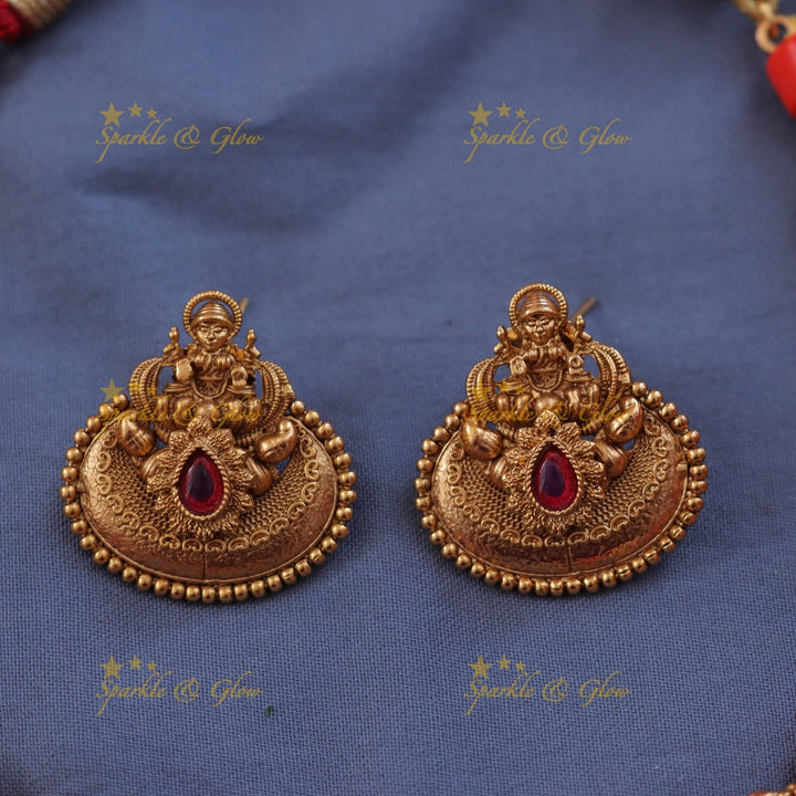 Exquisite Lakshmi Gold Bead Necklace Set