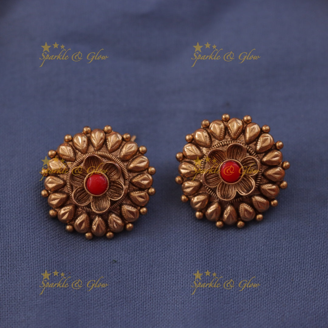 Exquisite Gold & Coral Necklace Set | Sparkle & Glow