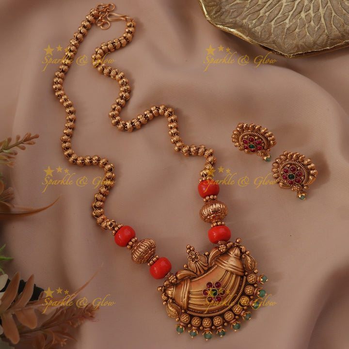 Exquisite Coral & Gold Necklace for Graceful Weddings