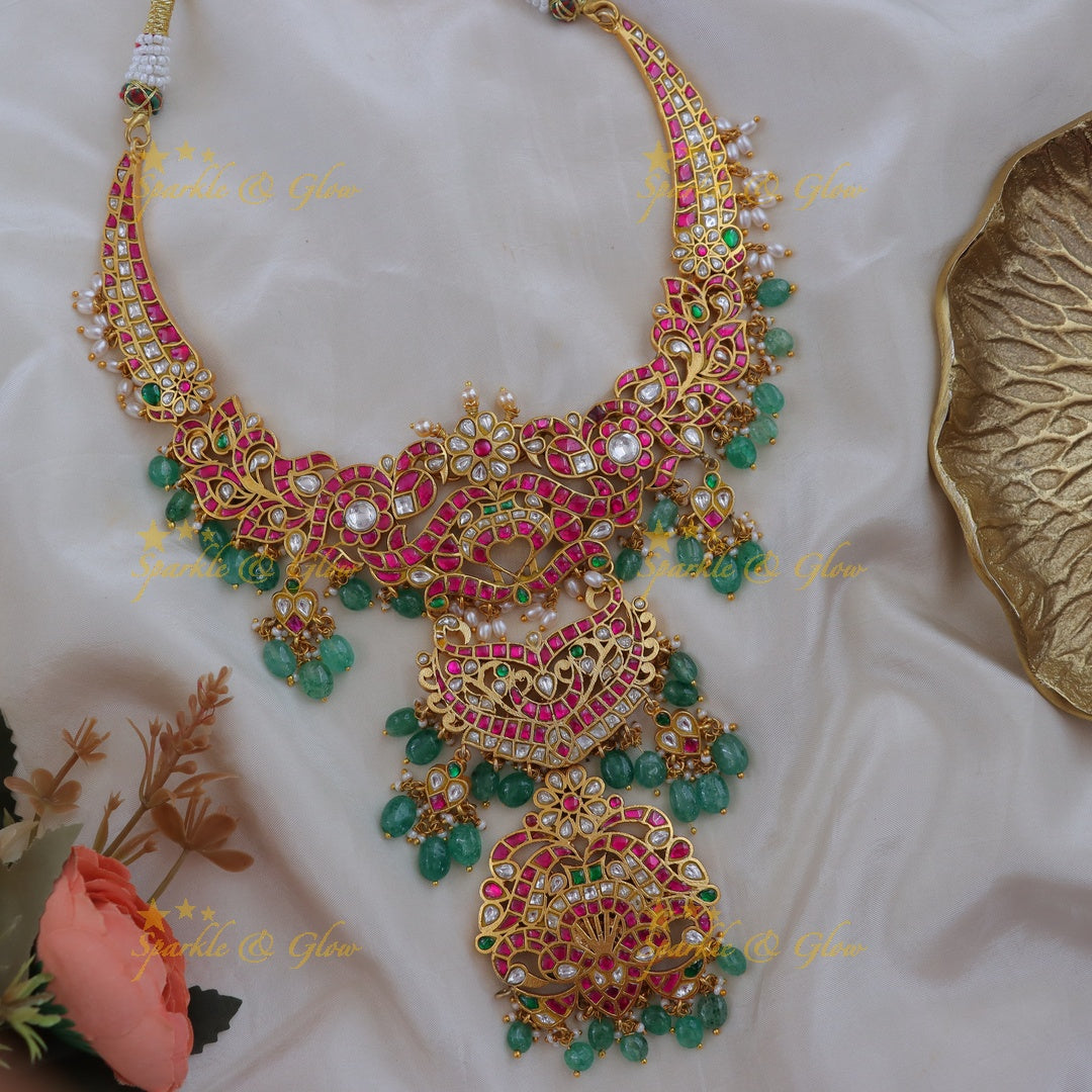 Elegant Mint & Gold Jadau Necklace for Festive Celebrations