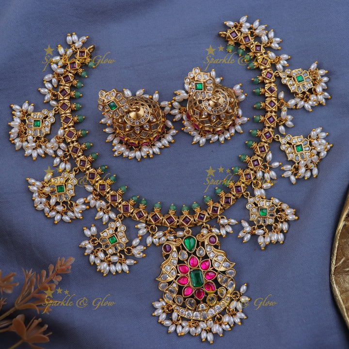 Enchanting Jadau Guttapusalu Necklace Set for Brides