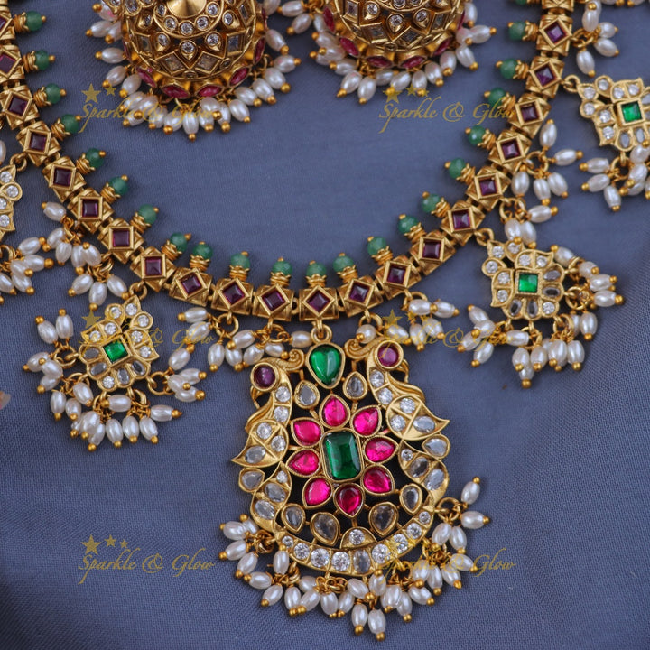 Enchanting Jadau Guttapusalu Necklace Set for Brides