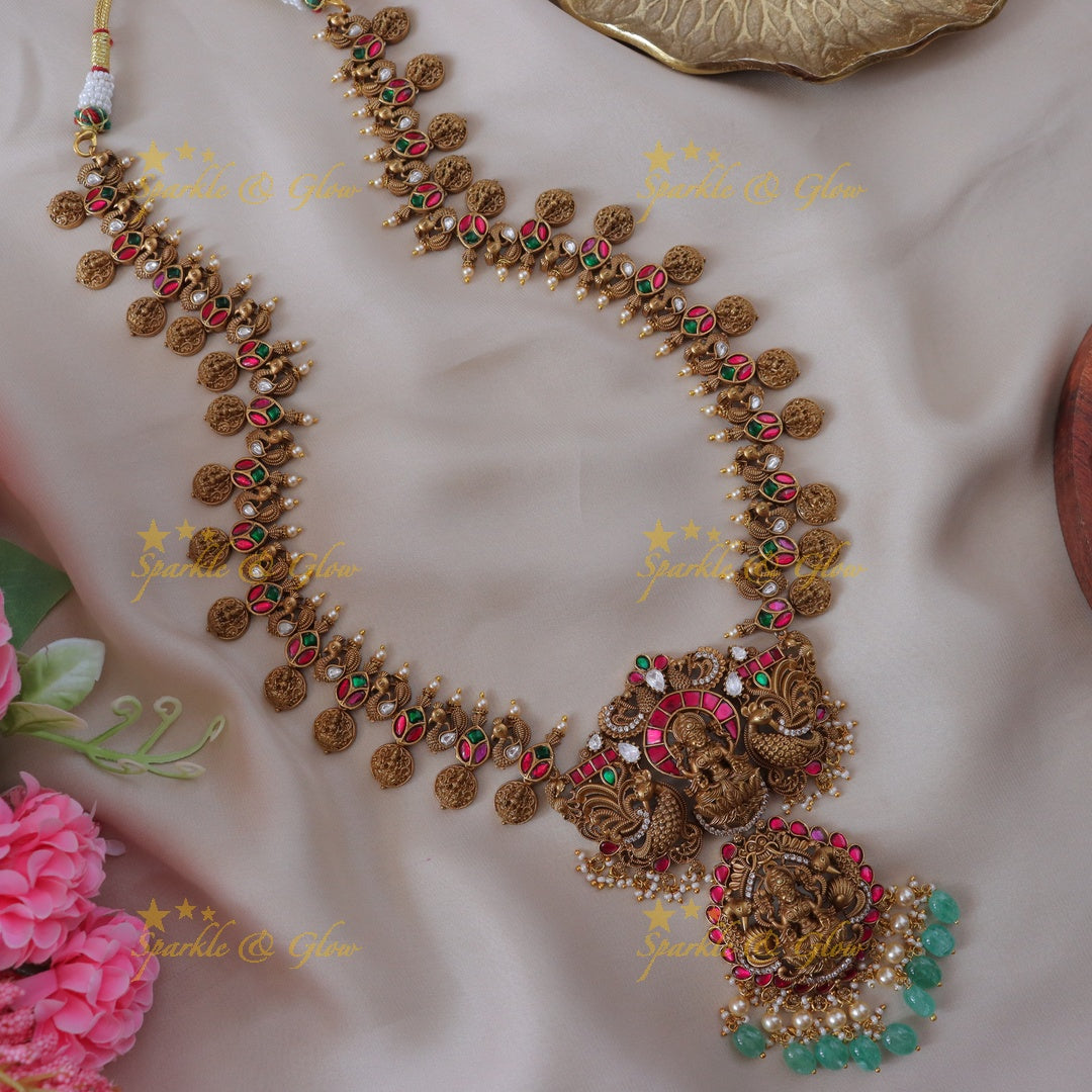 Exquisite Lakshmi Long Temple Necklace for Weddings