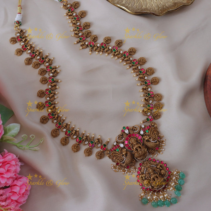 Exquisite Lakshmi Long Temple Necklace for Weddings