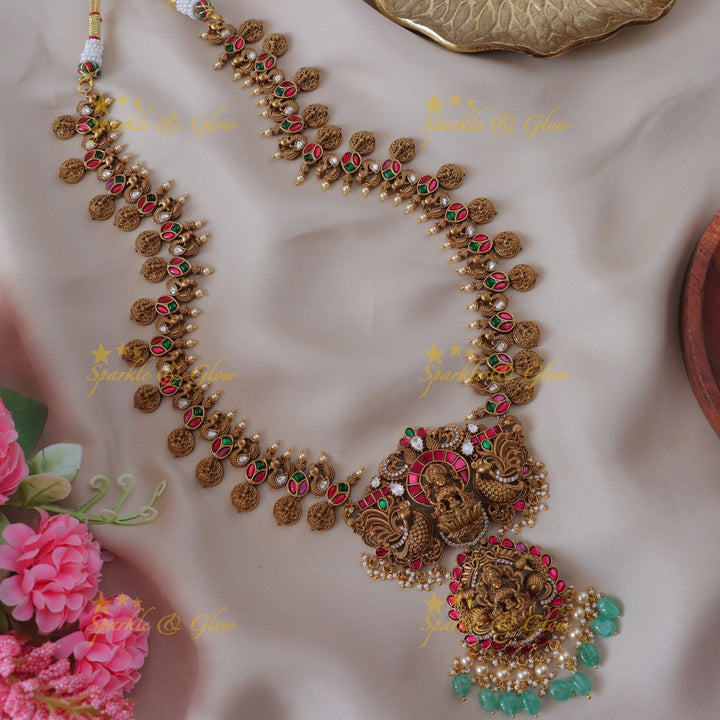 Exquisite Lakshmi Long Temple Necklace for Weddings