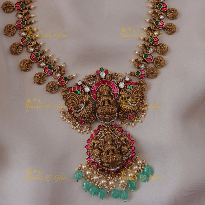 Exquisite Lakshmi Long Temple Necklace for Weddings