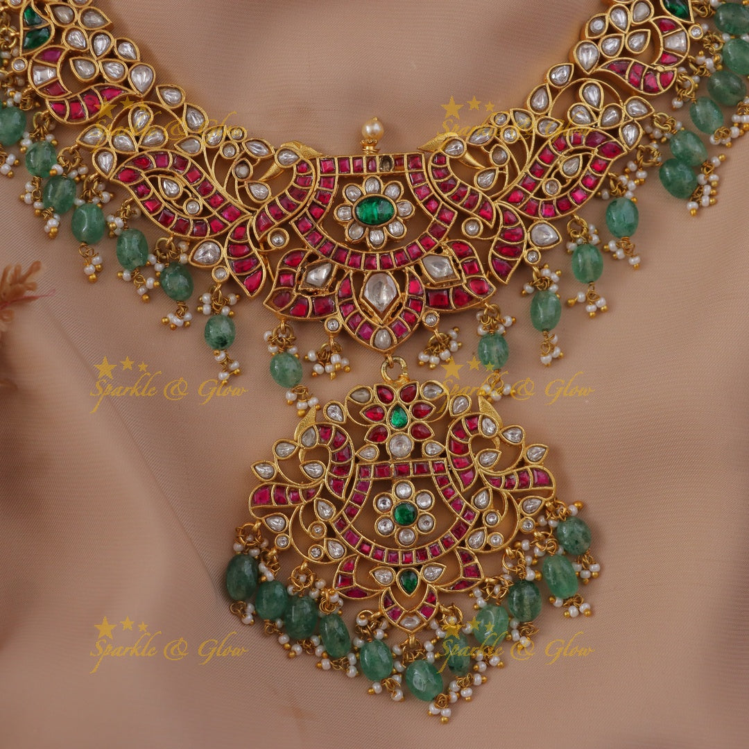 Elegant Jadau Peacock Necklace - Sparkle & Glow