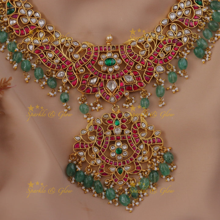 Elegant Jadau Peacock Necklace - Sparkle & Glow