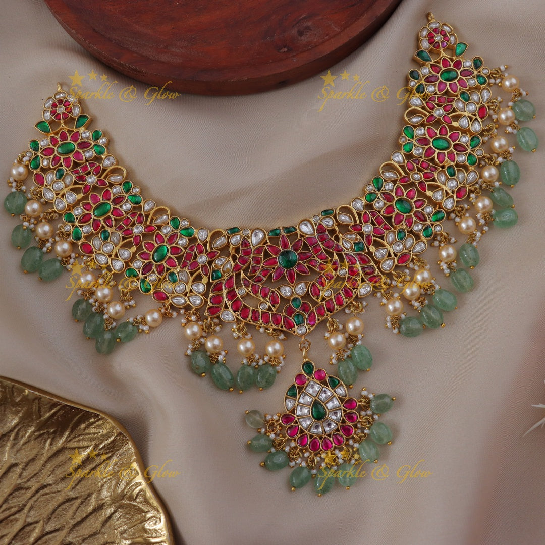 Exquisite Jadau Floral Necklace for Festive Elegance