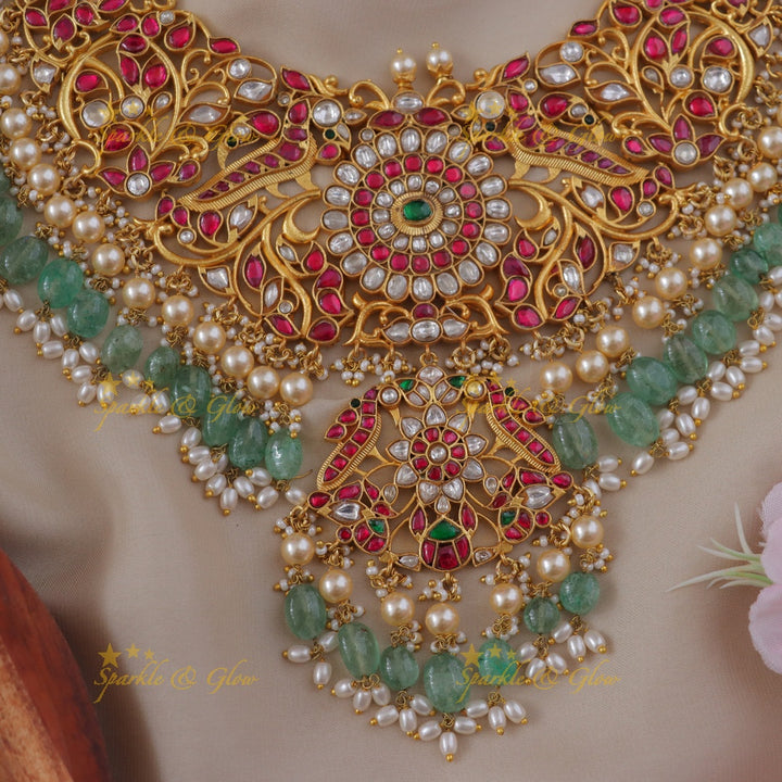 Exquisite Mint Green Jadau Necklace for Weddings