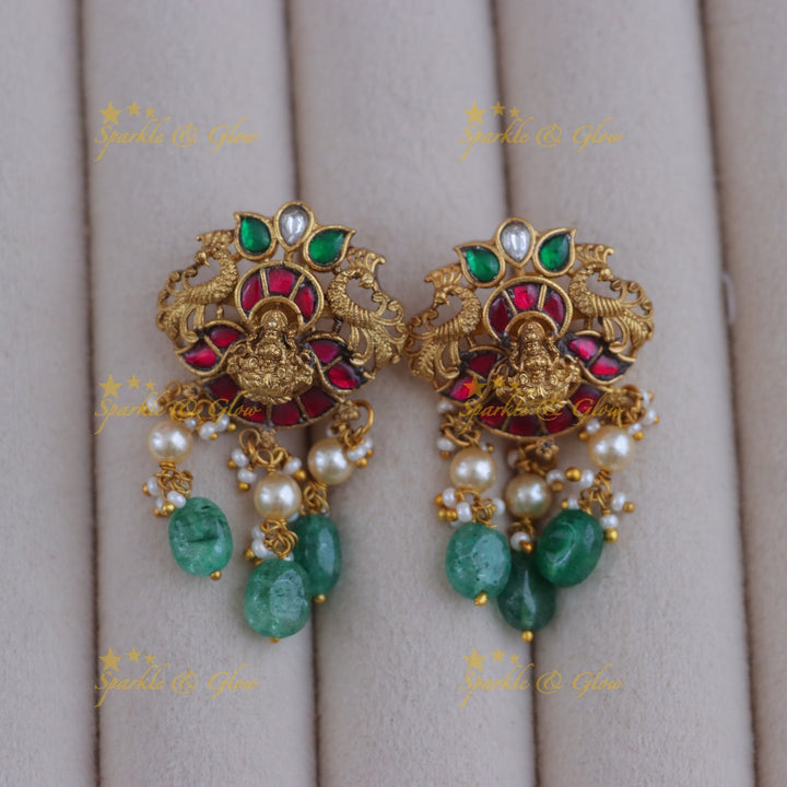 Stunning Jadau Kundan Necklace Set with Lakshmi Design