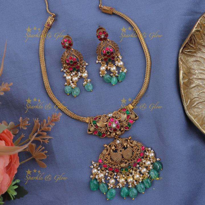 Elegant Peacock Pendant & Earring Set for Weddings