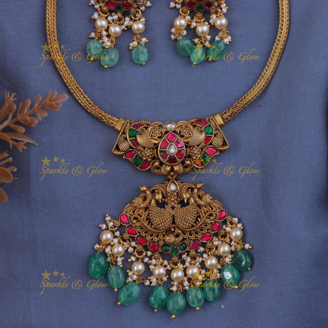Elegant Peacock Pendant & Earring Set for Weddings
