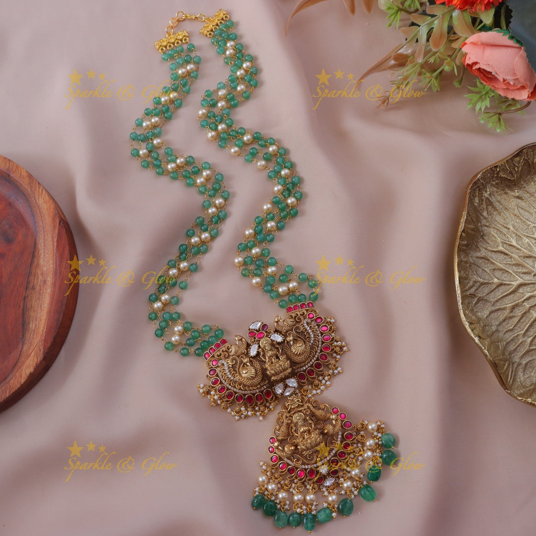 Exquisite Pearl & Green Bead Necklace for Weddings