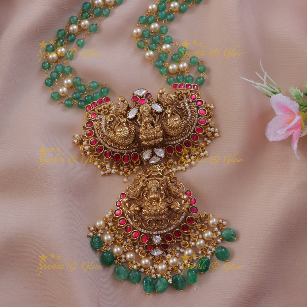 Exquisite Pearl & Green Bead Necklace for Weddings