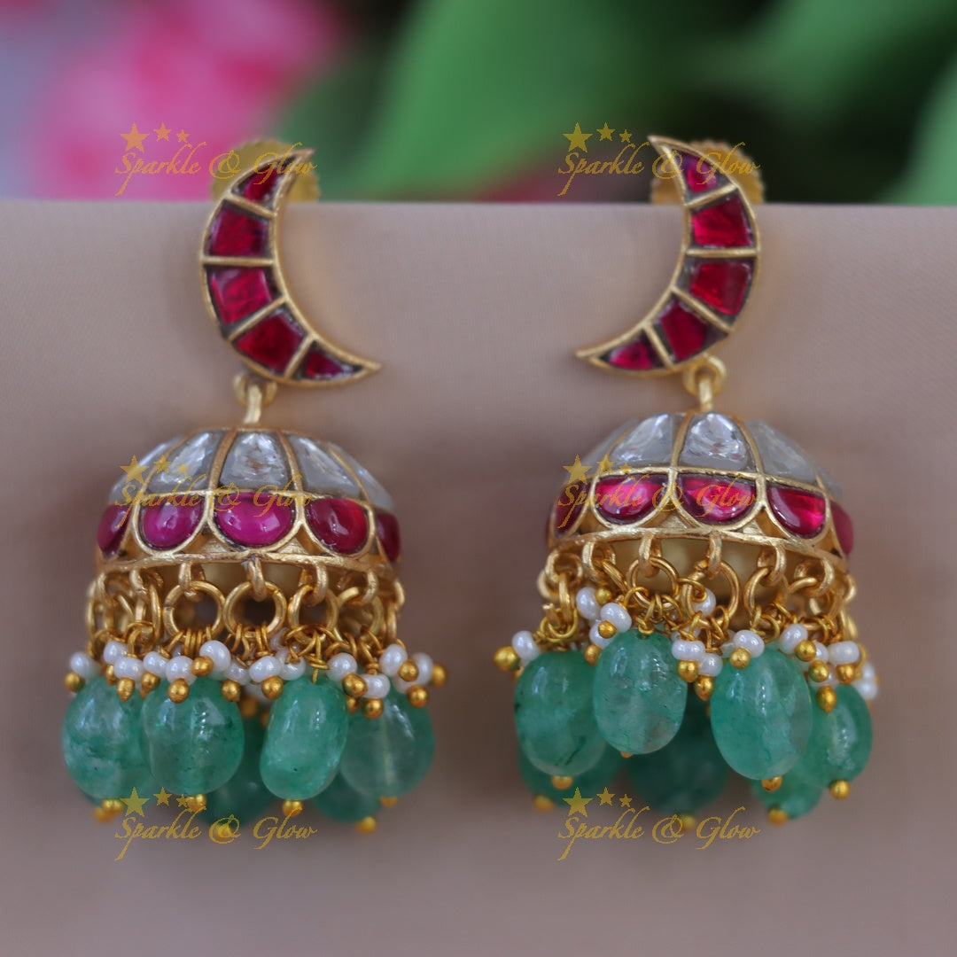Exquisite Gold Jadau Earrings - Perfect for Every Occasion