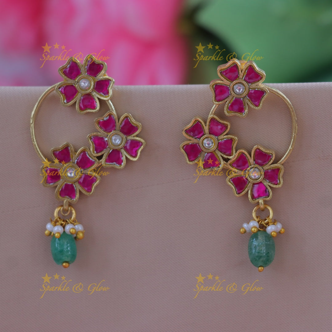 Exquisite Floral Bead Earrings - Festive Elegance