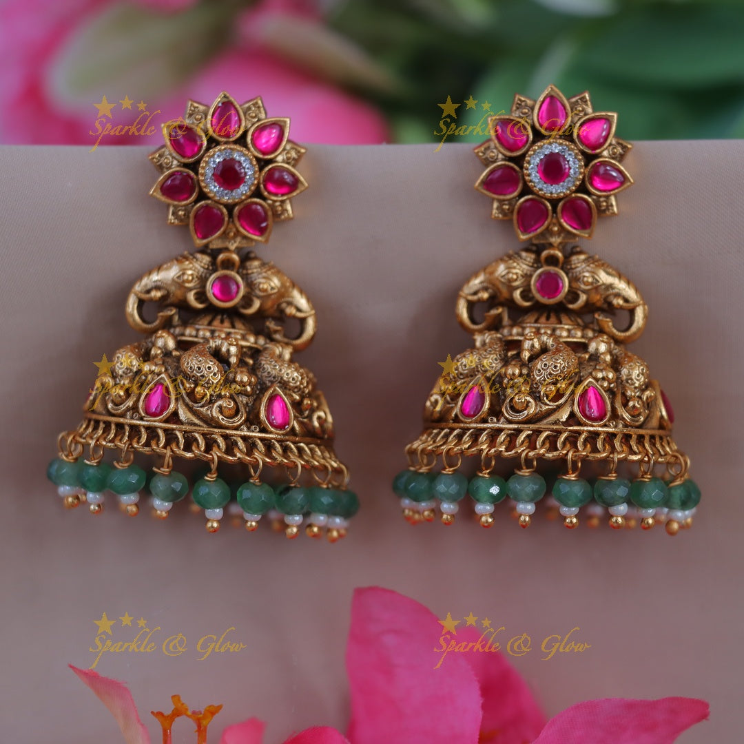 Dazzling Gold-Plated Peacock Jhumkas for Festive Glamour