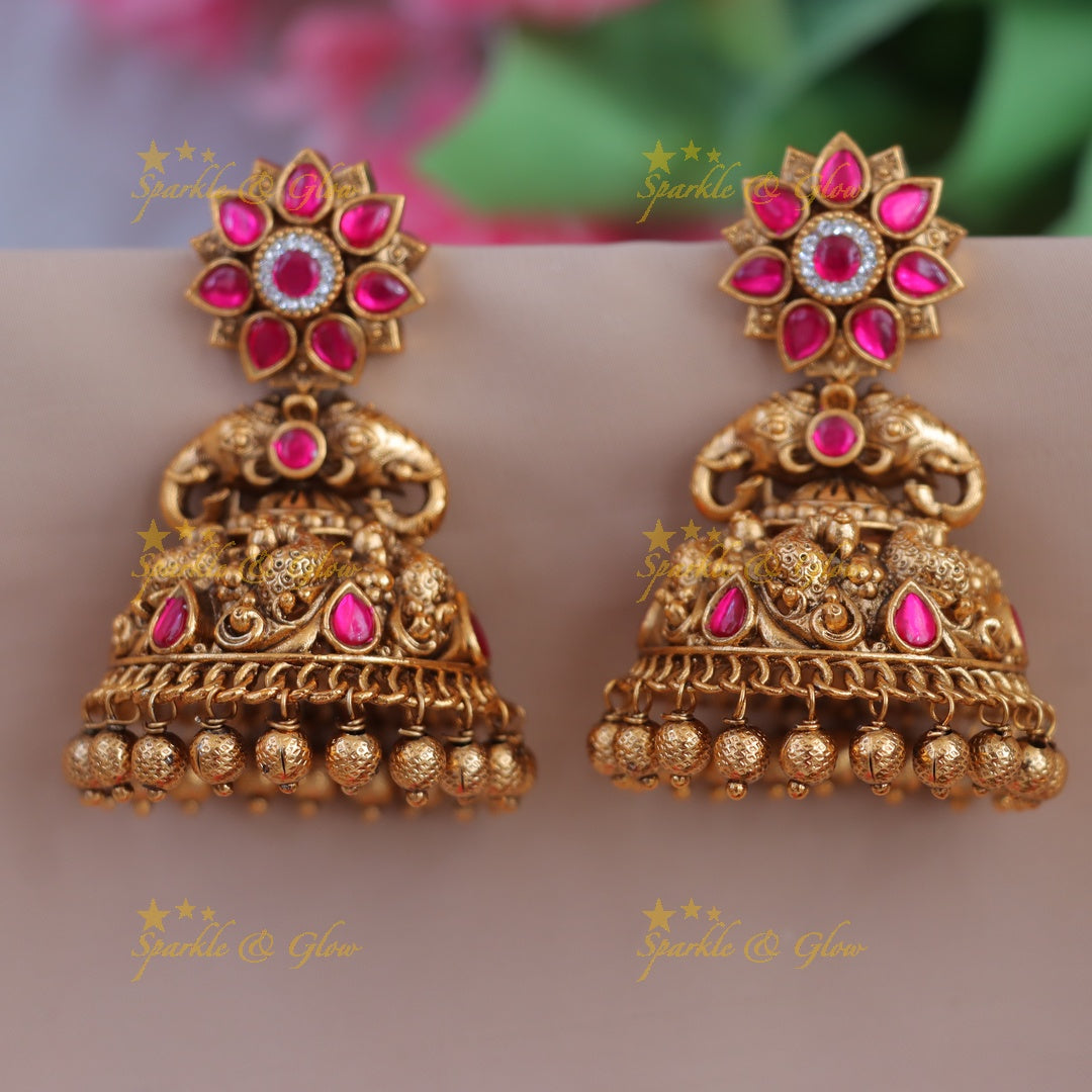 Dazzling Gold-Plated Peacock Jhumkas for Festive Glamour