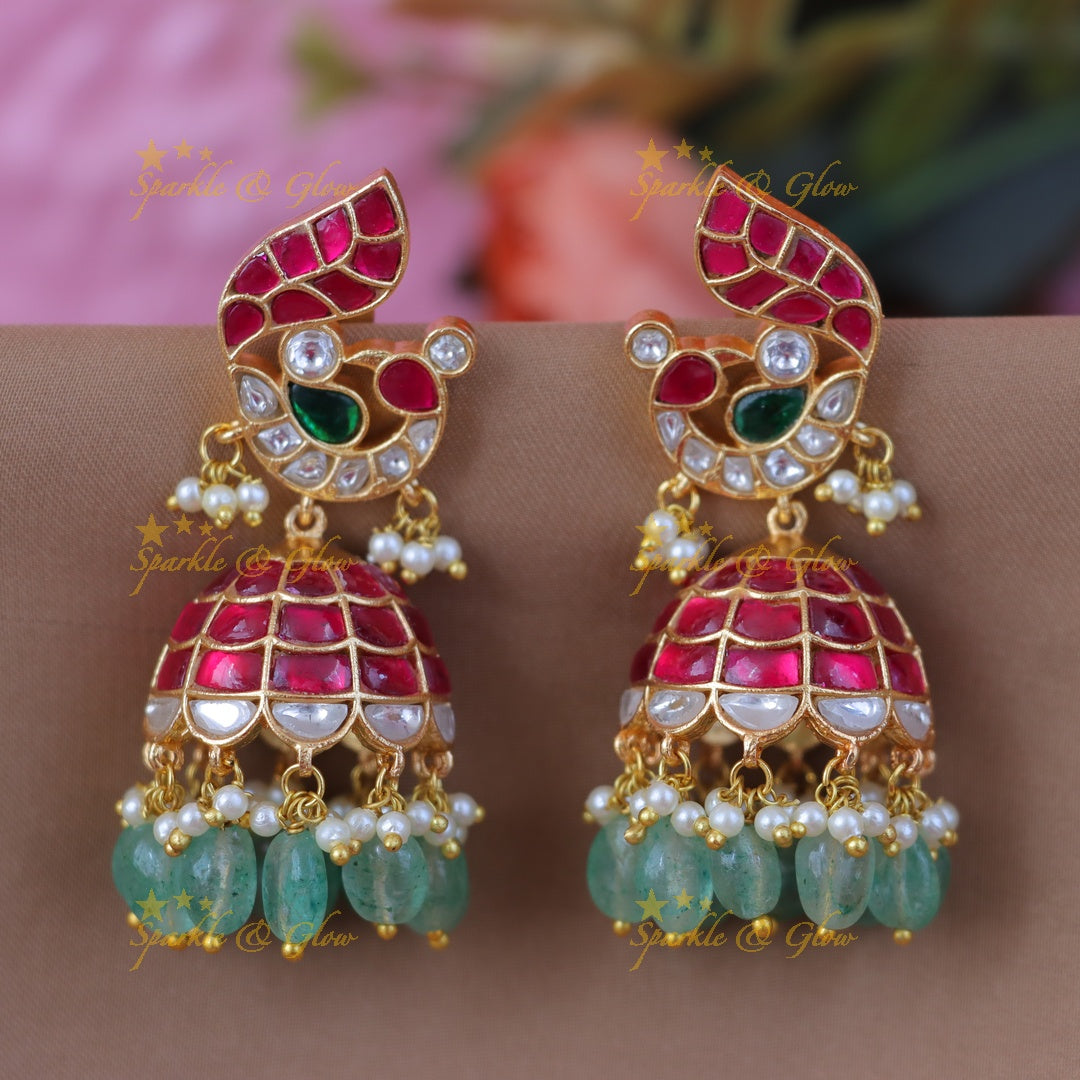 Exquisite Peacock Jadau Jhumka Earrings - Premium Style