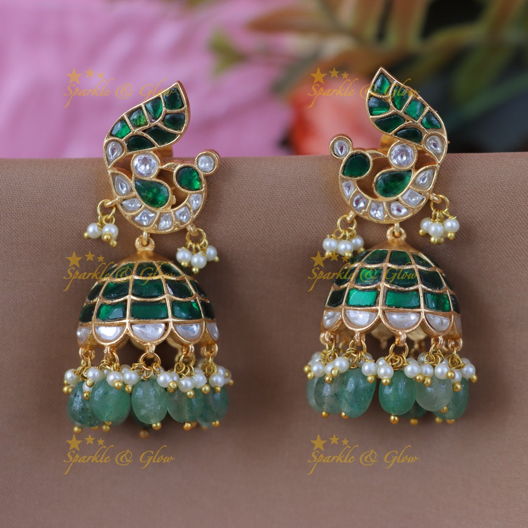 Exquisite Peacock Jadau Jhumka Earrings - Premium Style