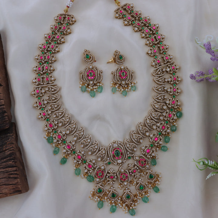 Exquisite Mango AD Stone Necklace Set in Gold