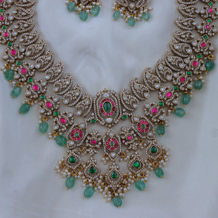 Exquisite Mango AD Stone Necklace Set in Gold