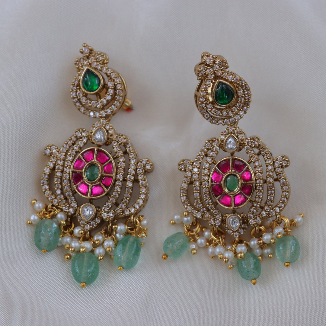 Exquisite Mango AD Stone Necklace Set in Gold