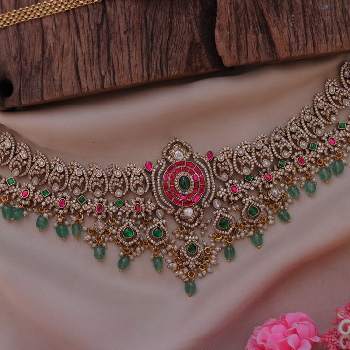 Exquisite AD Stone Mango Design Hip Chain for Weddings