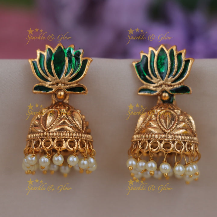 Exquisite Lotus Pearl Jhumkas - Perfect Elegance