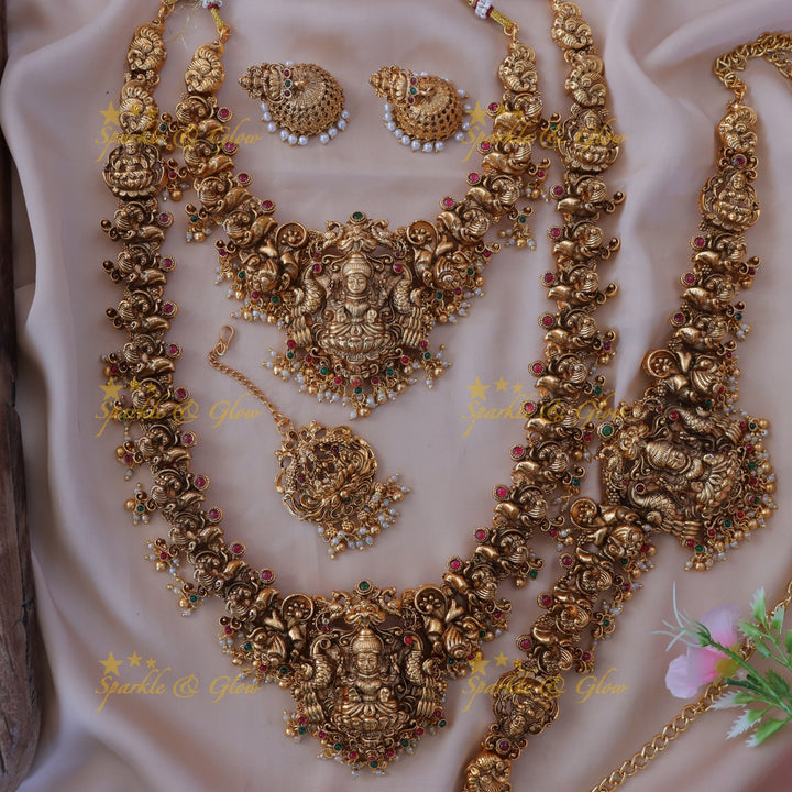 Exquisite Temple Peacock Lakshmi Bridal Set
