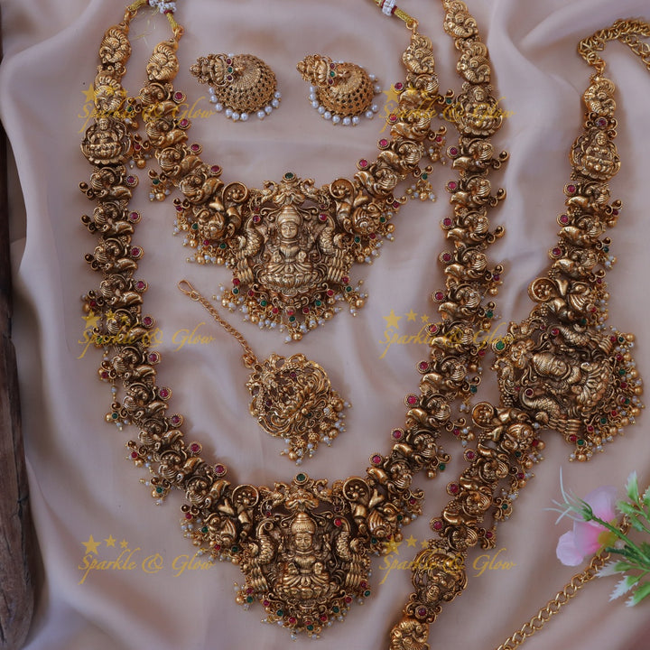 Exquisite Temple Peacock Lakshmi Bridal Set