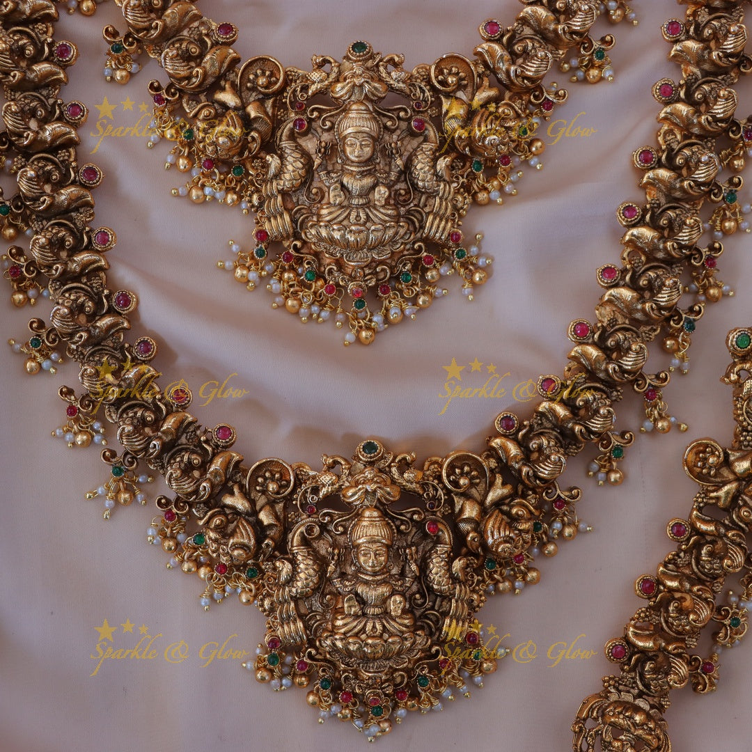 Exquisite Temple Peacock Lakshmi Bridal Set