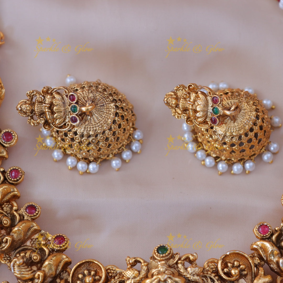 Exquisite Temple Peacock Lakshmi Bridal Set