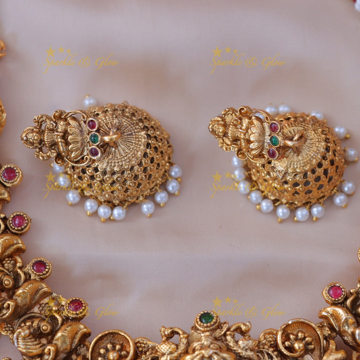Exquisite Temple Peacock Lakshmi Bridal Set