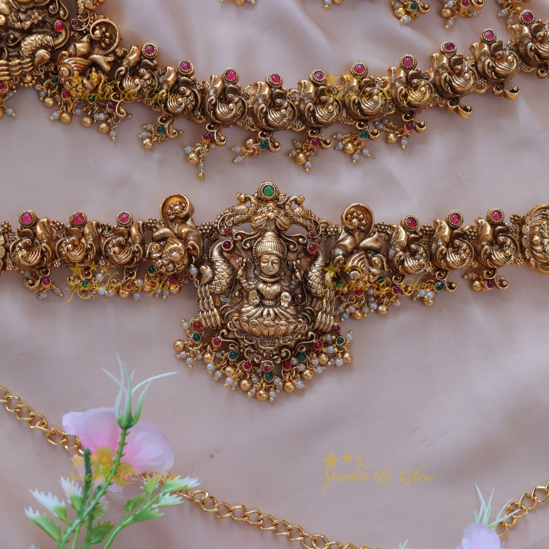 Exquisite Temple Peacock Lakshmi Bridal Set