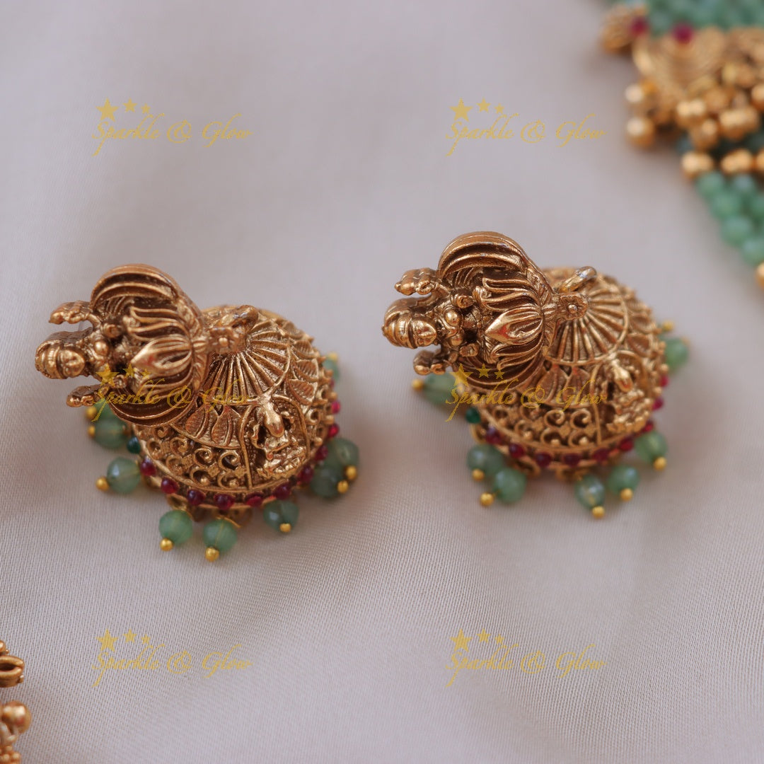 Exquisite Mint Green Temple Necklace Set